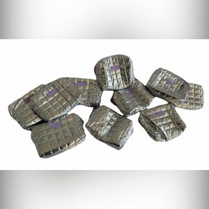 10 CLINIQUE METALLIC QUILTED COSMETICS MAKEUP TRAVEL SILVER BAGS LOT OF TEN NEW